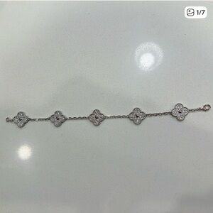 Custom VCA Van Cleef Arpels white gold plated bracelet with 60 zircon stones.